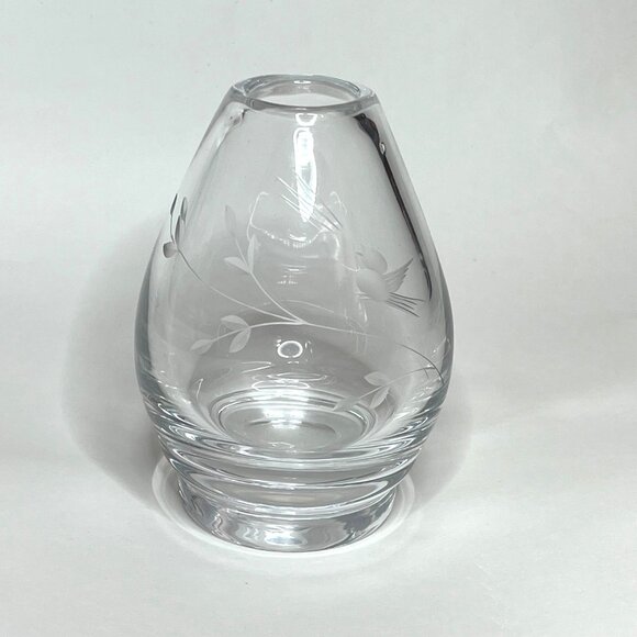 Vintage Kosta Sweden Etched Glass Vase w/ Singing Bird - Picture 2 of 9